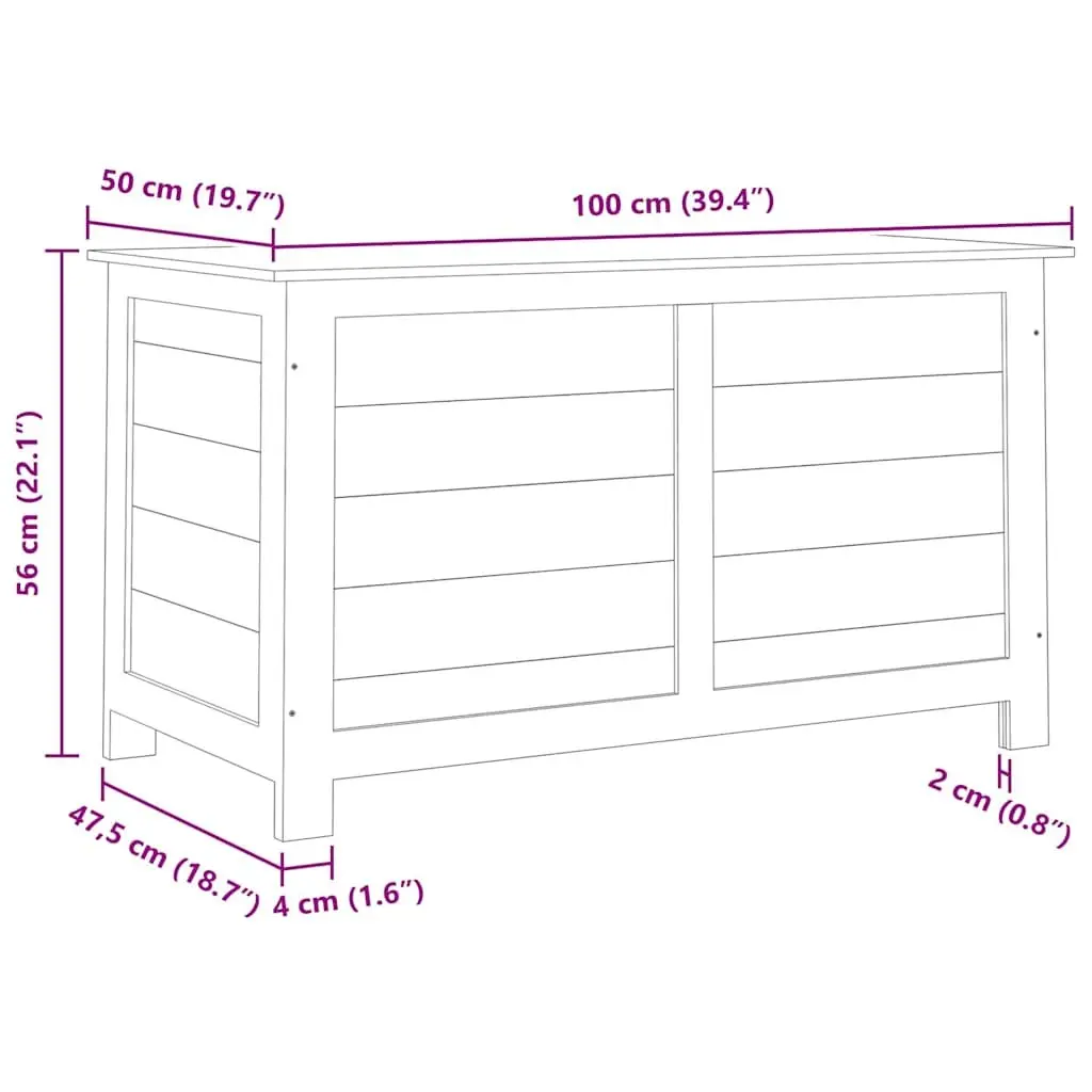 Outdoor Cushion Storage Box Anthracite 100x50x56cm Solid Fir Wood Garden Patio