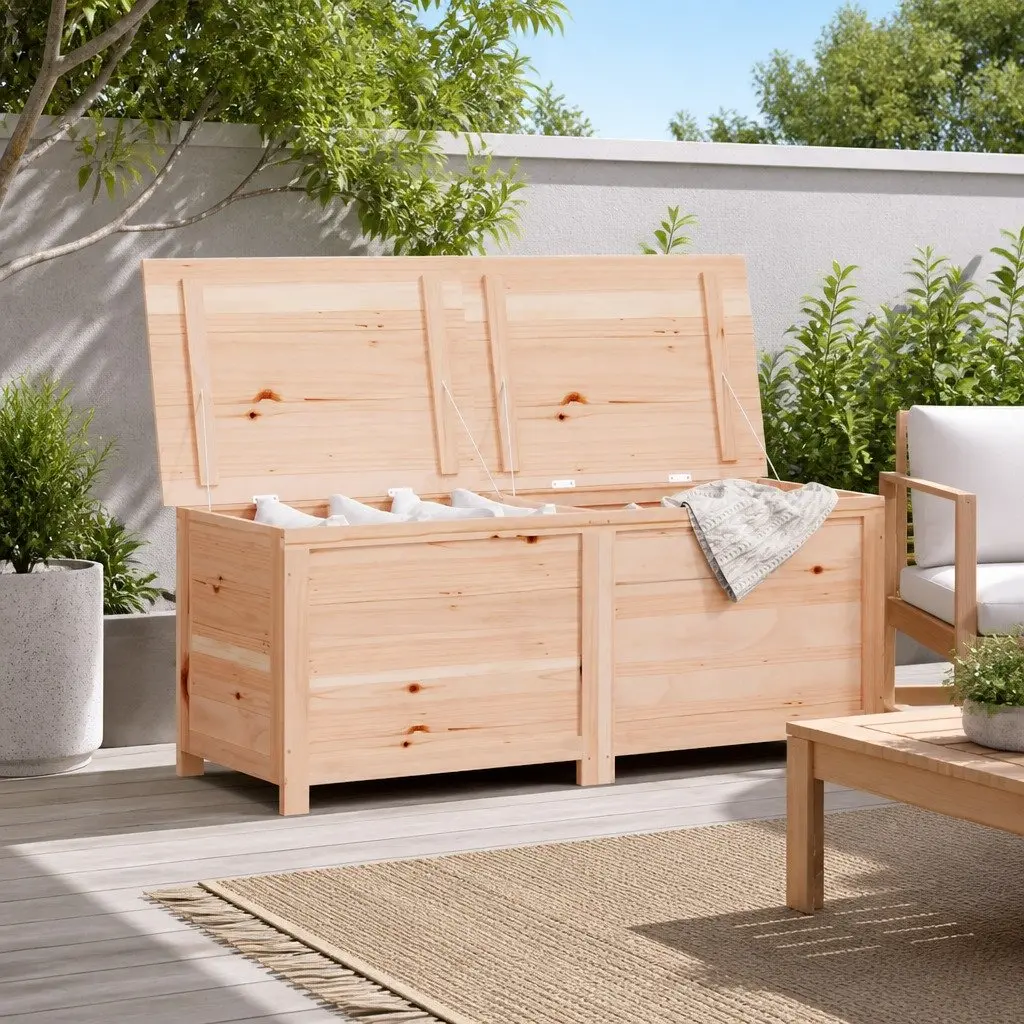 Outdoor Storage Box 150x50x56 cm Solid Fir Wood Garden Patio Cushion Blanket