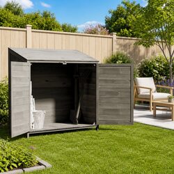Garden Shed Anthracite Outdoor Storage Solid Wood Fir Backyard Structure