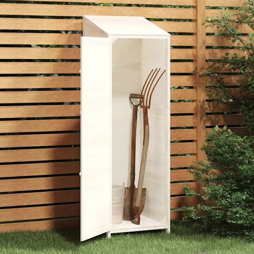 Garden Shed White Wooden Outdoor Storage 55 x 52 x 174.5 cm