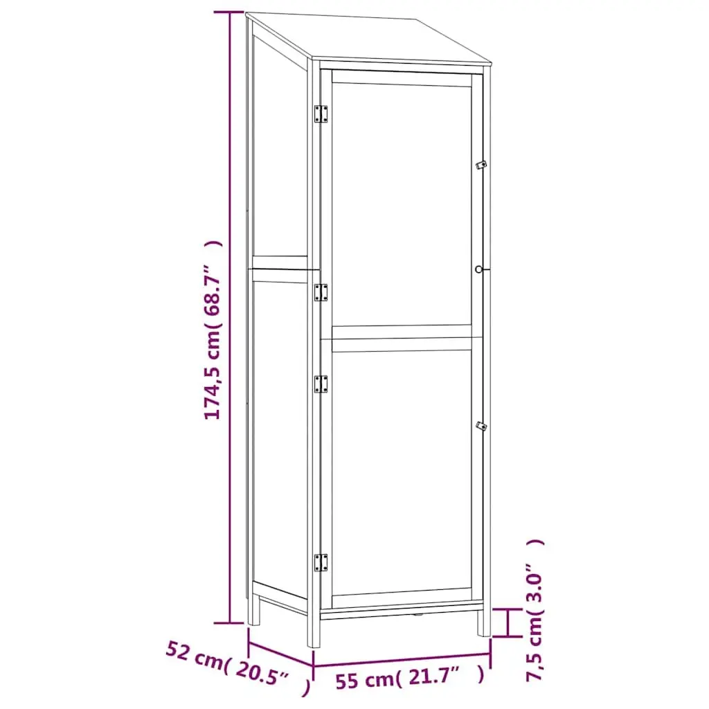 Garden Shed White Wooden Outdoor Storage 55 x 52 x 174.5 cm