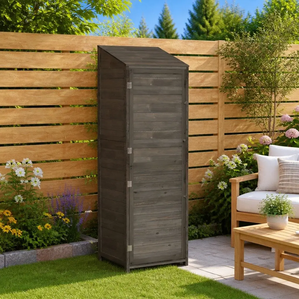 Garden Shed Anthracite Solid Fir Wood 55x52x174.5 cm
