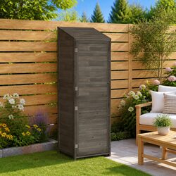 Garden Shed Anthracite 55x52x174.5 cm Solid Fir Wood Storage Outdoor Structure