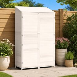 Garden Shed White 102x52x174.5 cm Outdoor Storage Structure Solid Wood Fir