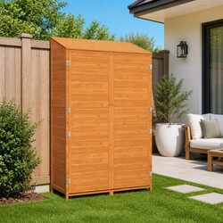 Garden Shed Brown 102x52x174.5cm Solid Fir Wood Outdoor Storage Structure
