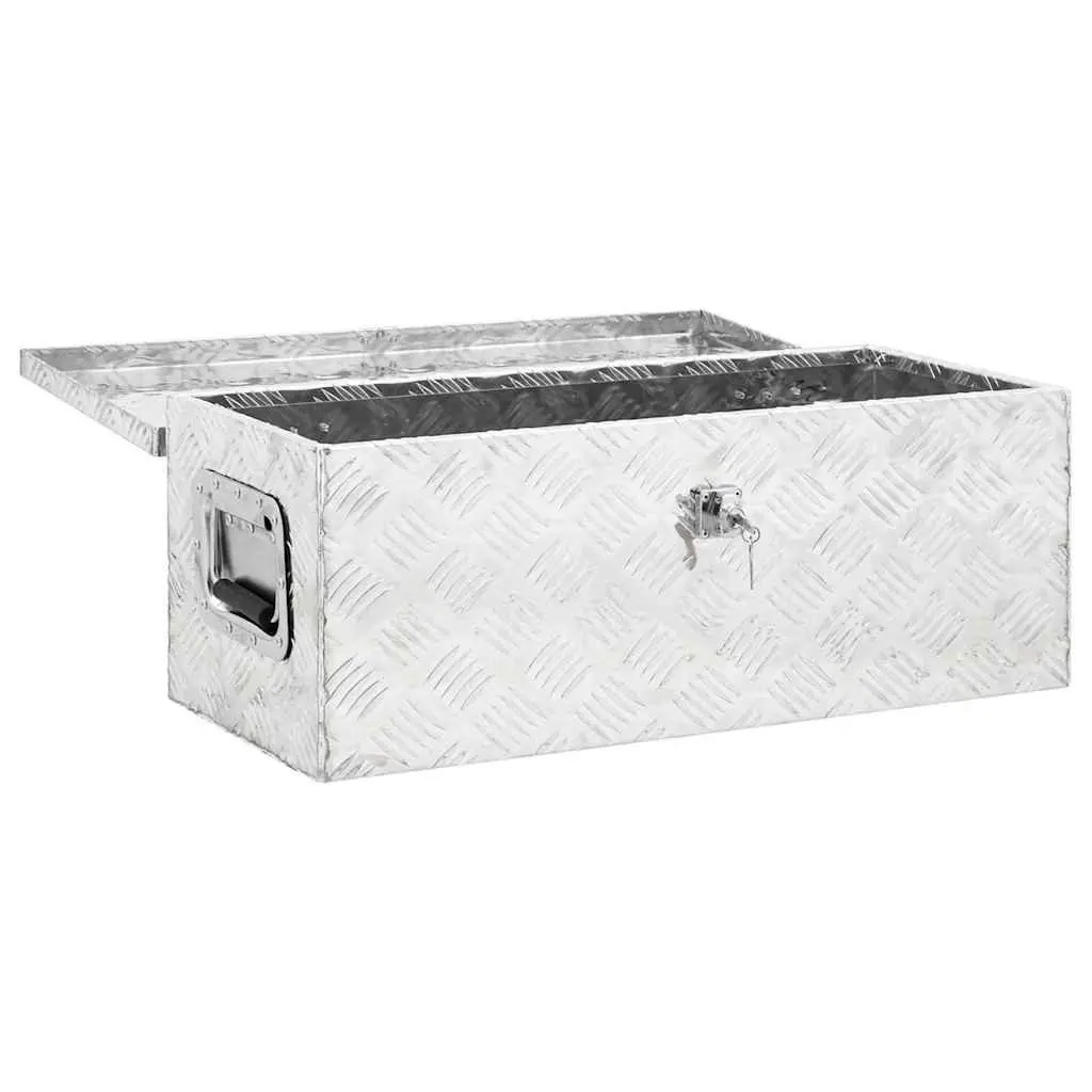 Aluminium Storage Box Lockable Portable 70x31x27cm Silver