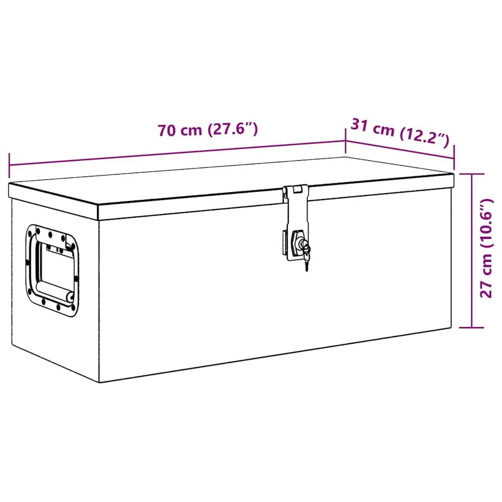 Aluminium Storage Box Lockable Portable 70x31x27cm Silver
