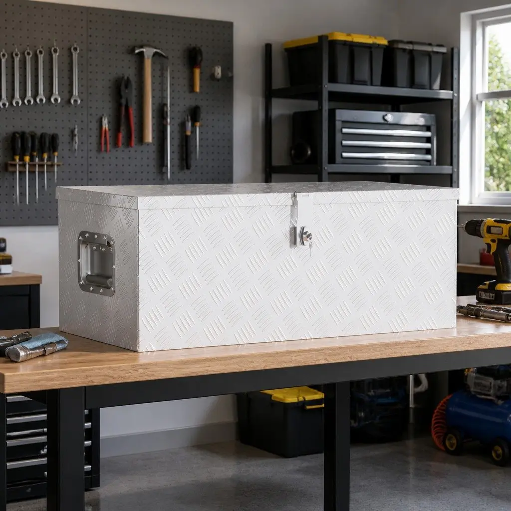 Storage Box Aluminium Locking Handle 80x39x30 cm