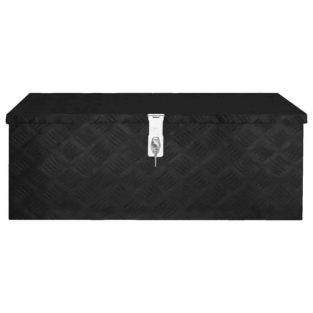 Storage Box Black Aluminium Tool Organiser Lockable Portable Case Compact Design