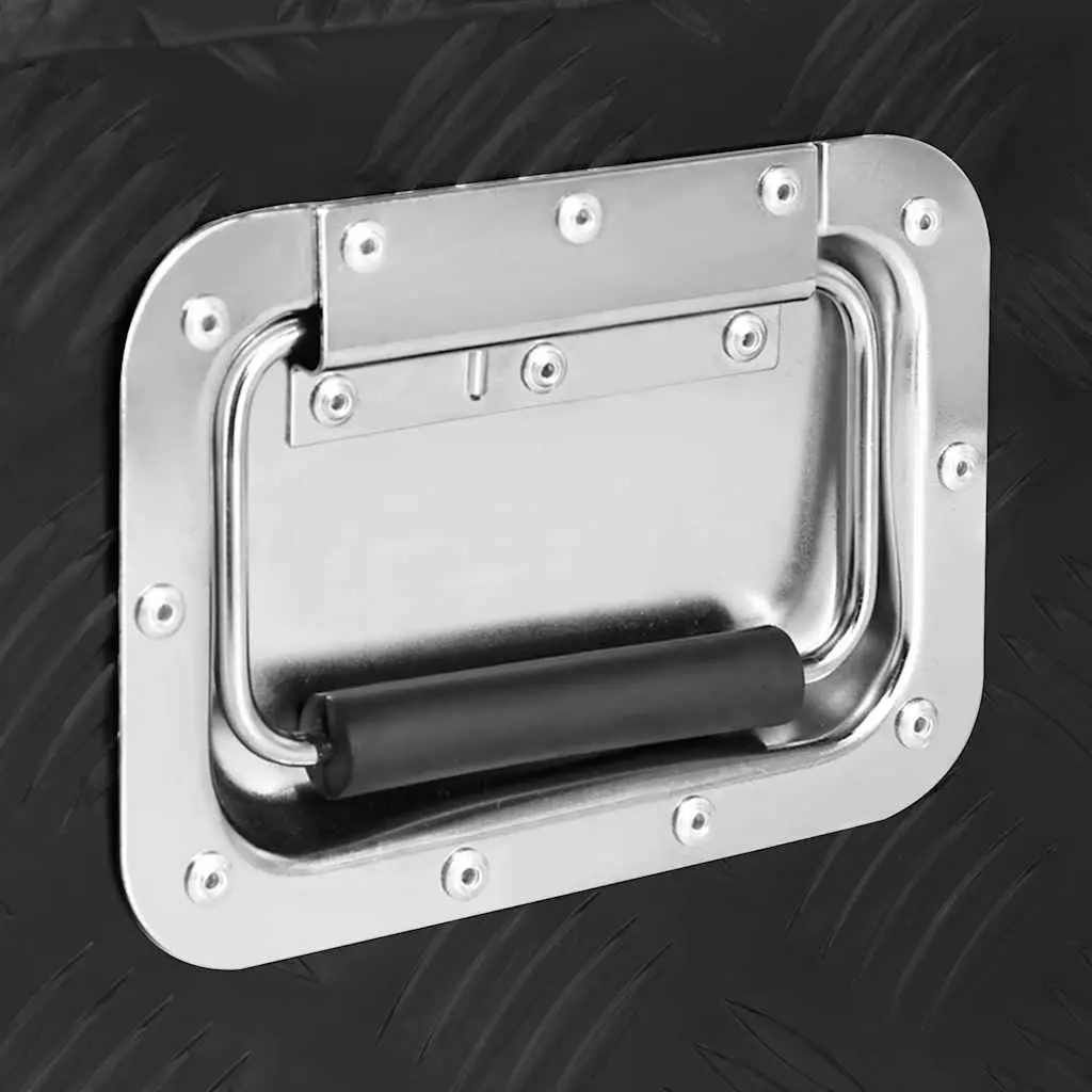 Storage Box Black Aluminium Tool Organiser Lockable Portable Case Compact Design