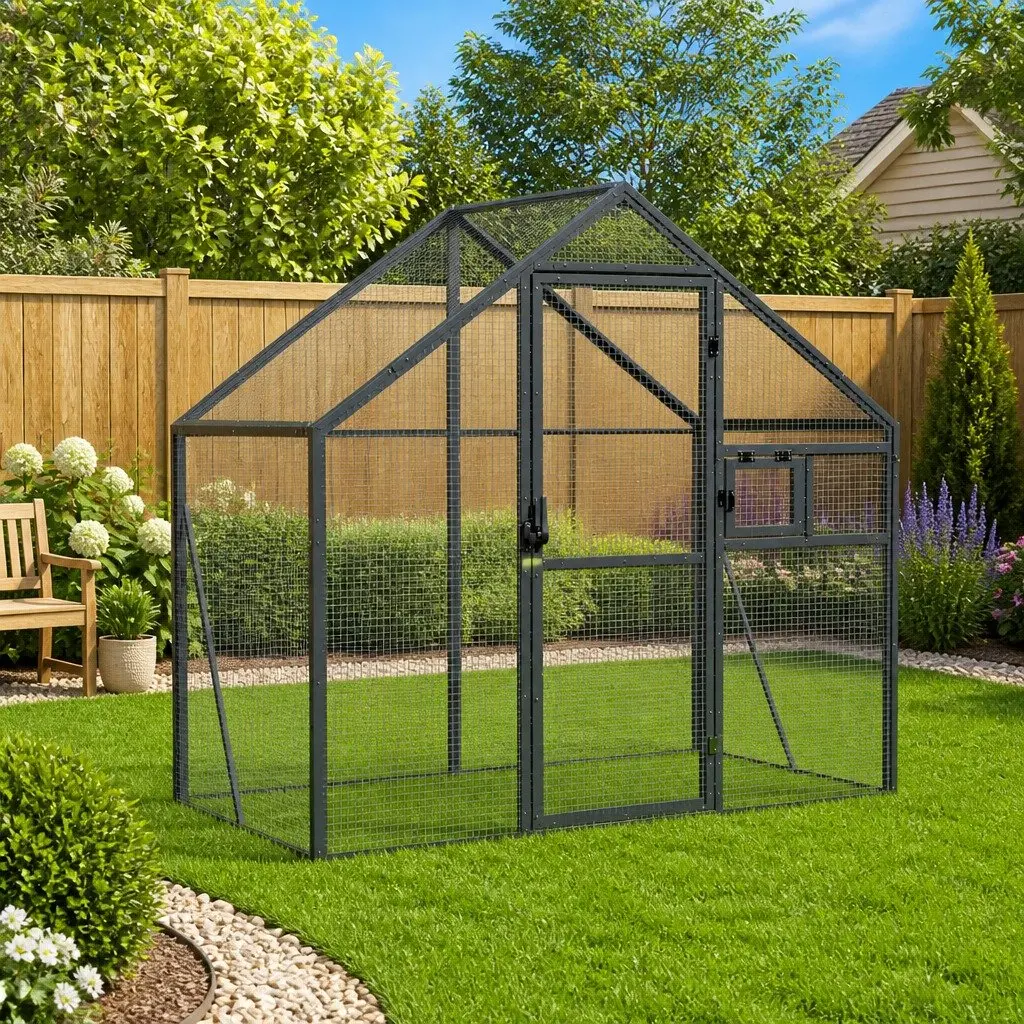 Bird Aviary Large Anthracite Outdoor Flight Cage Aluminium Frame Wire Mesh