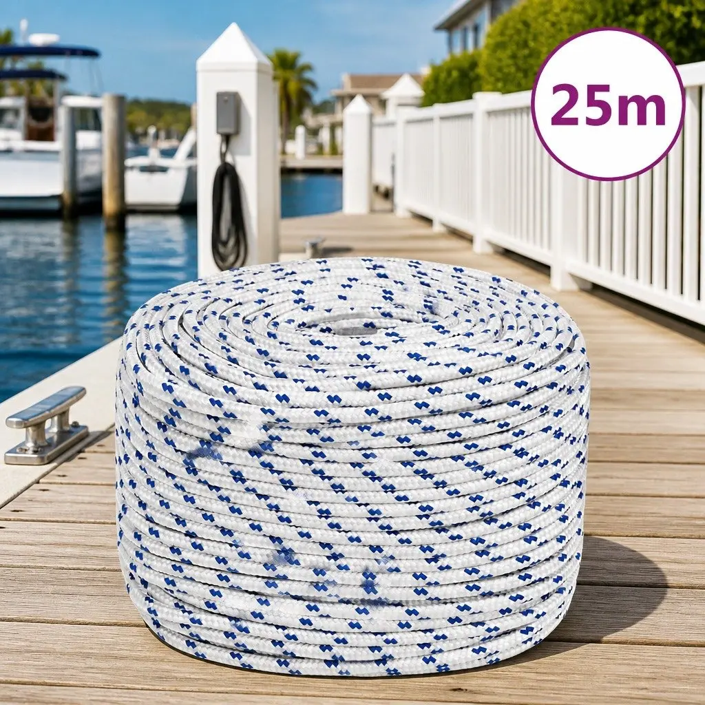 25m White Boat Rope for Outdoor Fun