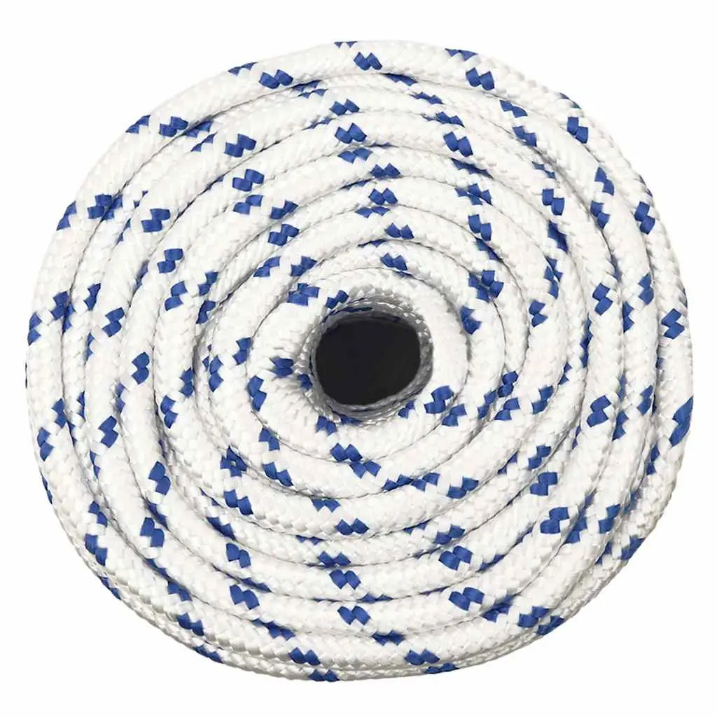 Boat Rope White 12mm 100m Durable Polypropylene Braided Marine Sailing Rigging Dock Line Coil