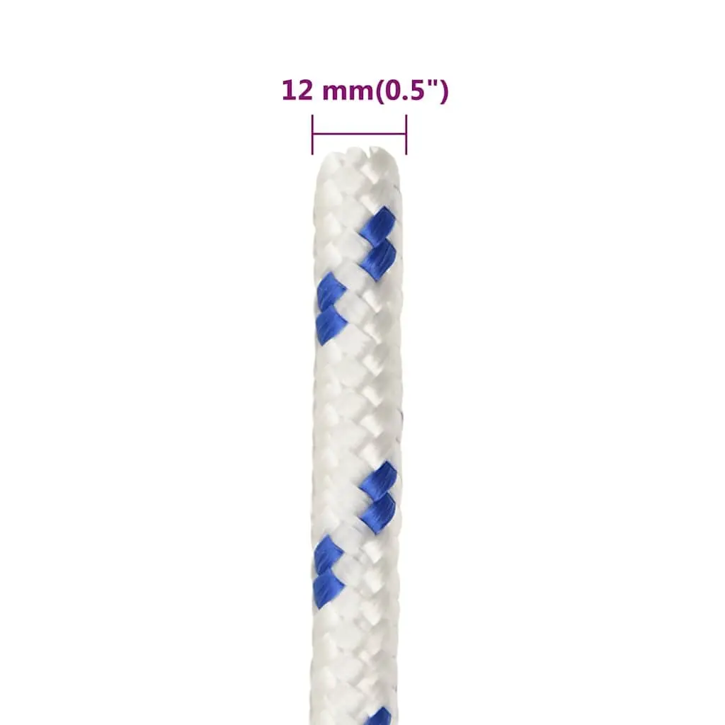 Boat Rope White 12mm 100m Durable Polypropylene Braided Marine Sailing Rigging Dock Line Coil