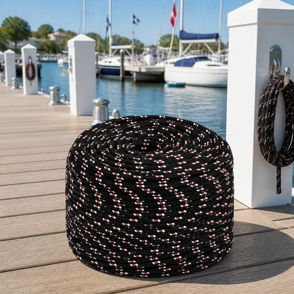 Marine Rope Black Braided Polypropylene 6mm 25m