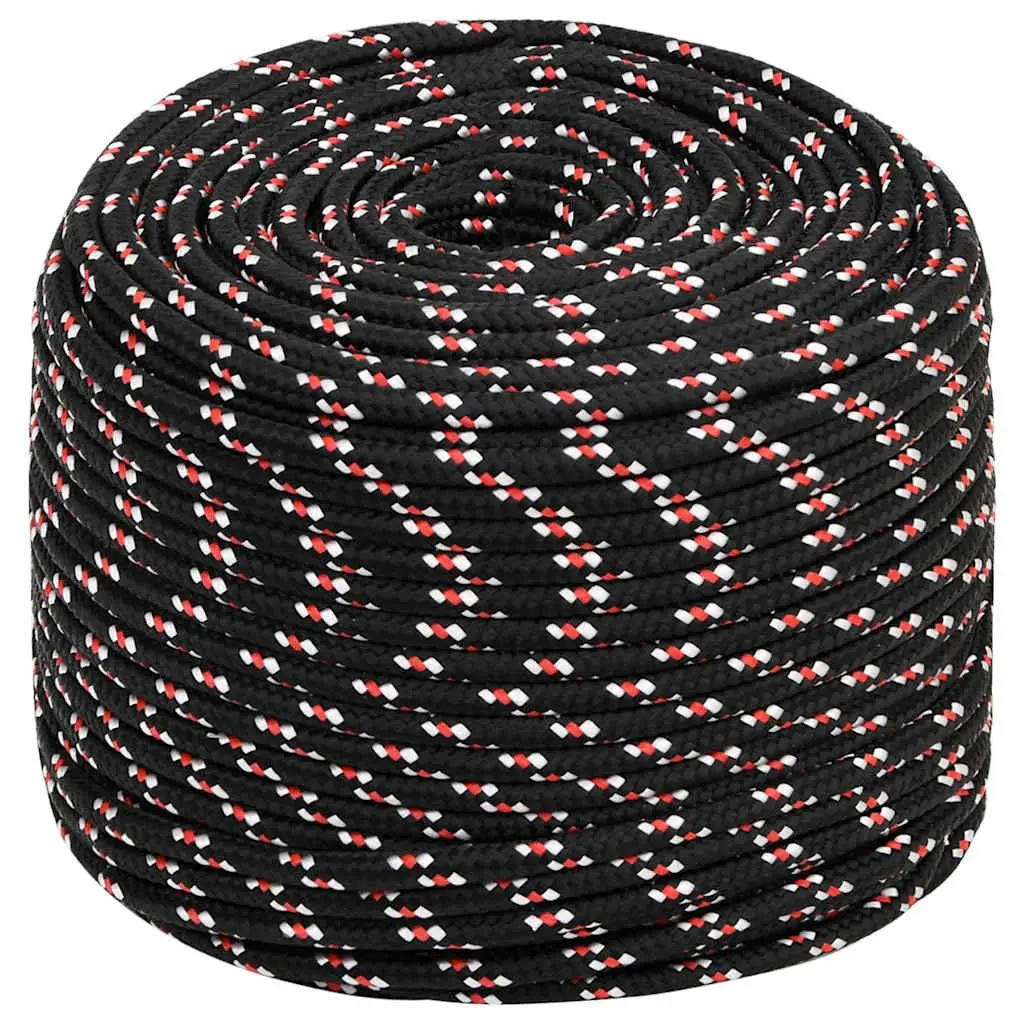 Boat Rope Braided 6mm 50m Black Polypropylene Marine