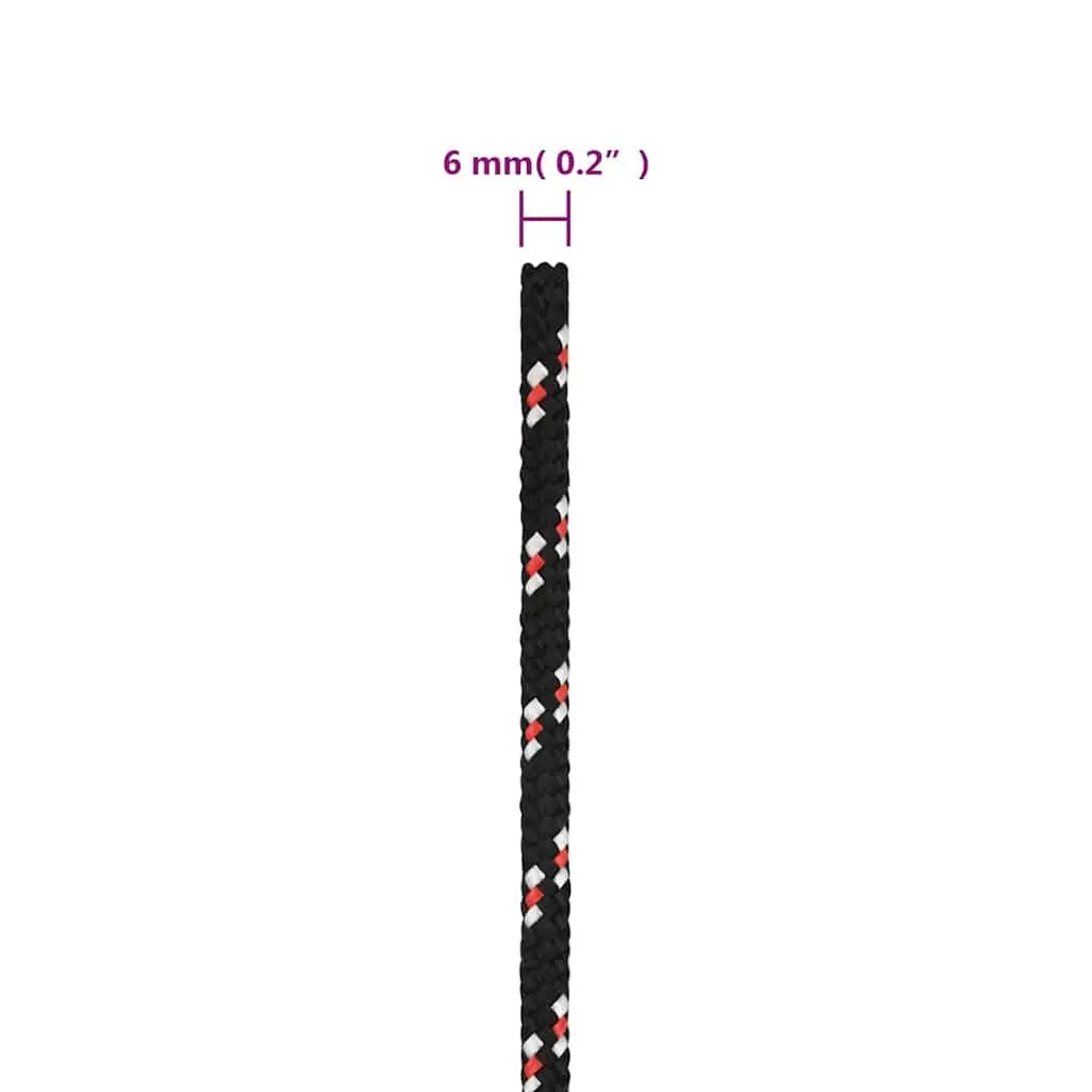 Boat Rope Braided 6mm 50m Black Polypropylene Marine