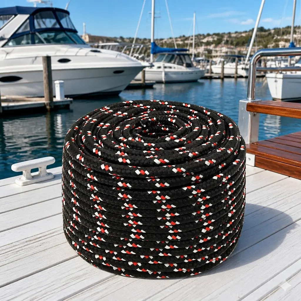 Boat Rope Black 12mm 25m Polypropylene Braided Marine Dock Line