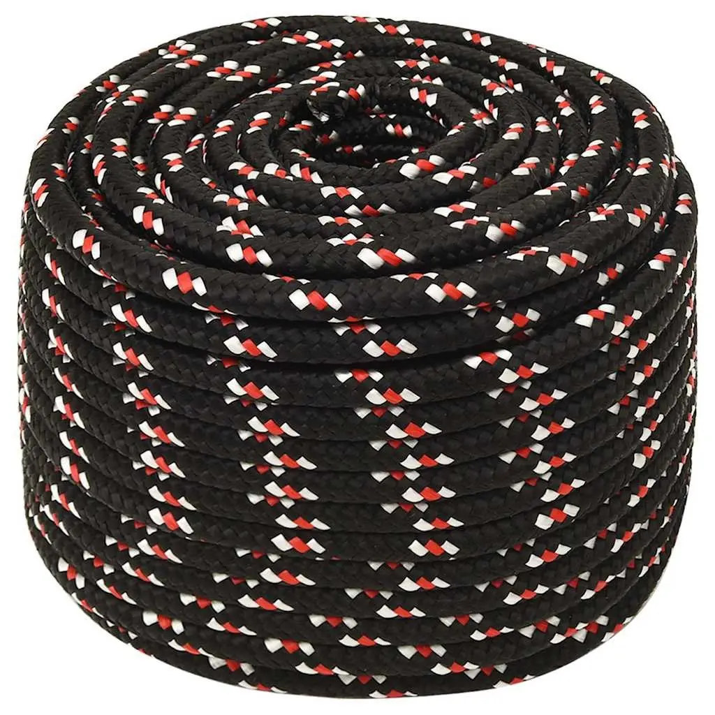 Boat Rope Black 12mm 25m Polypropylene Braided Marine Dock Line