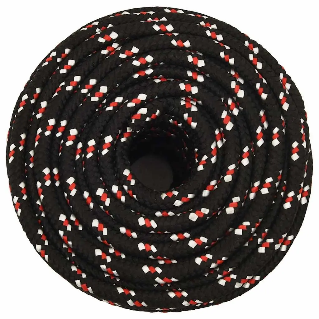 Boat Rope Black 12mm 25m Polypropylene Braided Marine Dock Line