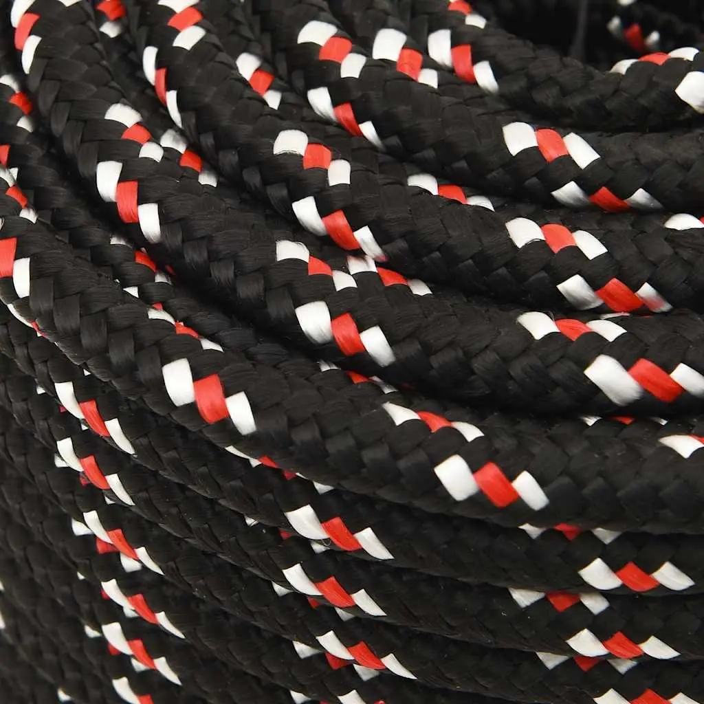 Boat Rope Black 12mm 25m Polypropylene Braided Marine Dock Line