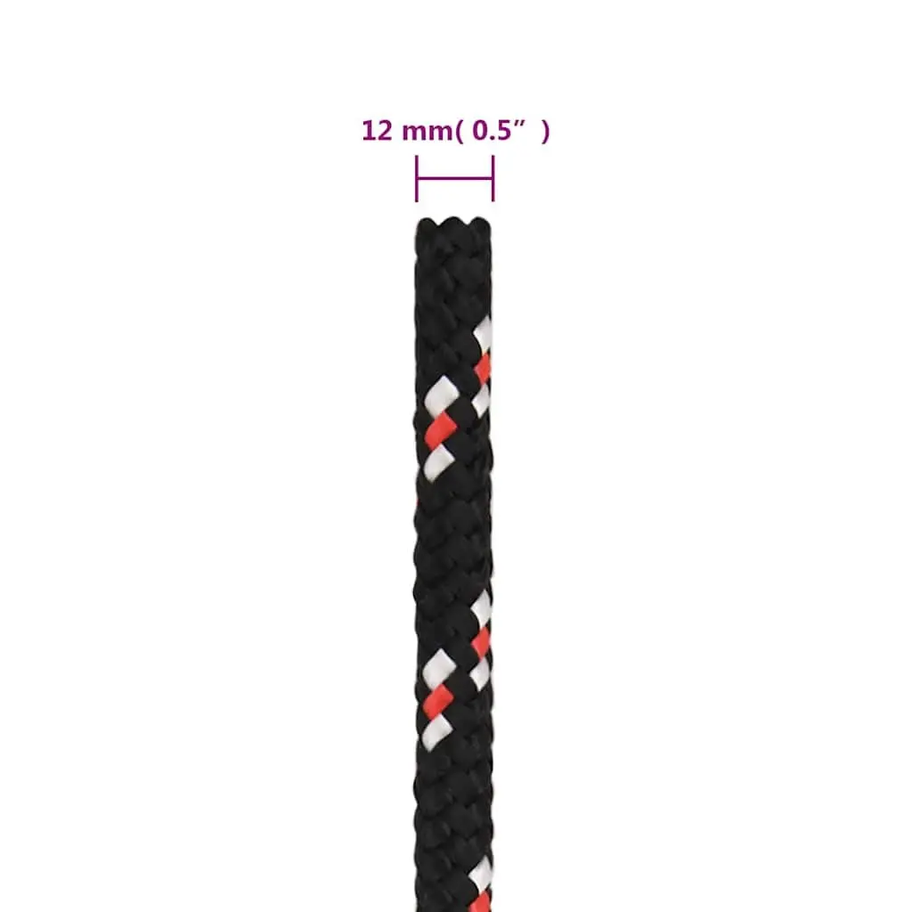 Boat Rope Black 12mm 25m Polypropylene Braided Marine Dock Line