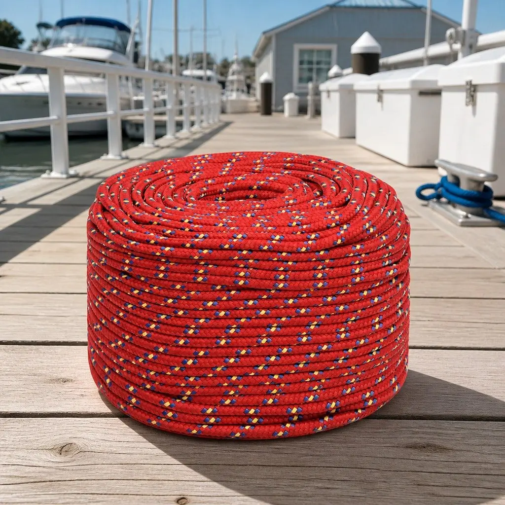 Boat Rope Red Braided Polypropylene 6mm 50m Marine Sailing Rigging Dock Line