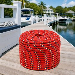 Boat Rope 12mm 25m Red Polypropylene Marine Dock Line Sailing Rigging Coil