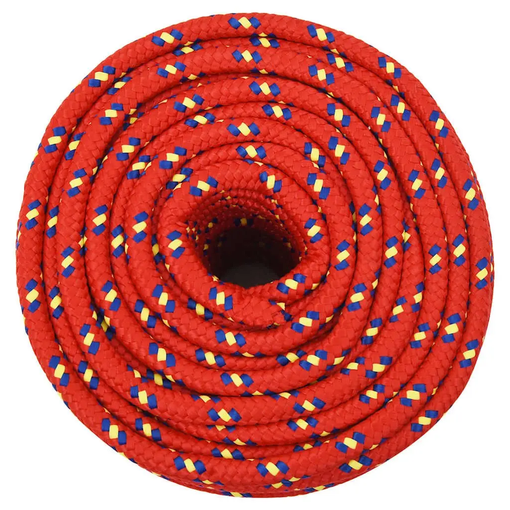 Boat Rope Braided Polypropylene 12mm 25m Red Marine Dock Line