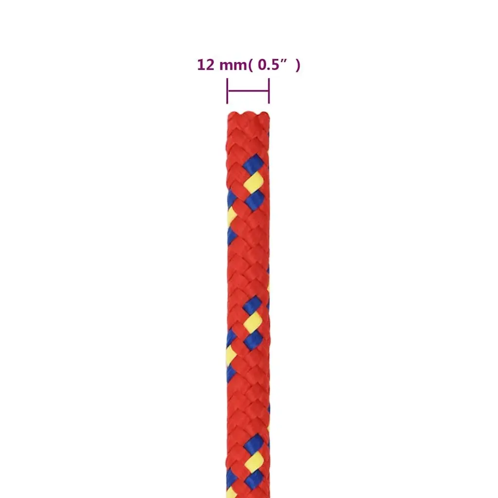 Boat Rope Braided Polypropylene 12mm 25m Red Marine Dock Line
