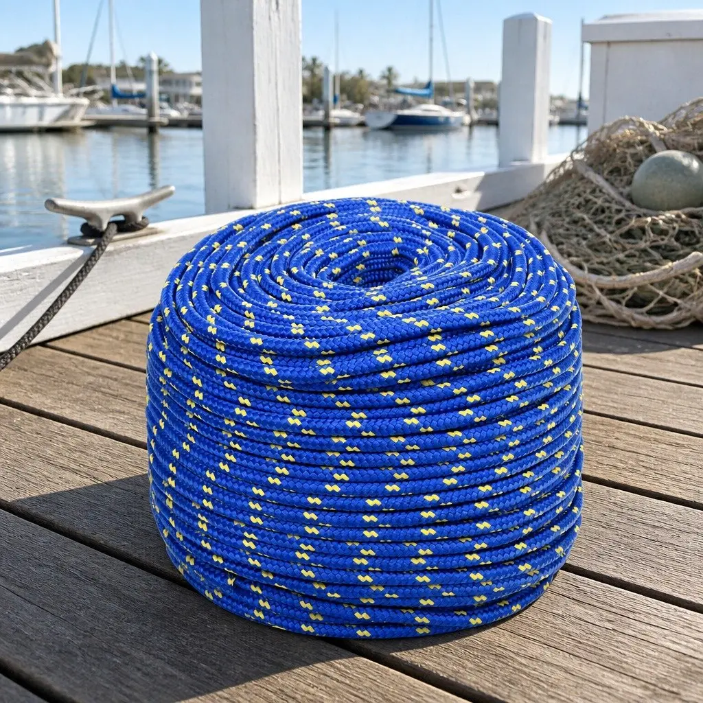 Marine Rope 25m Blue 8mm Braided Polypropylene Durable Dock Line for Boating Sailing Rigging