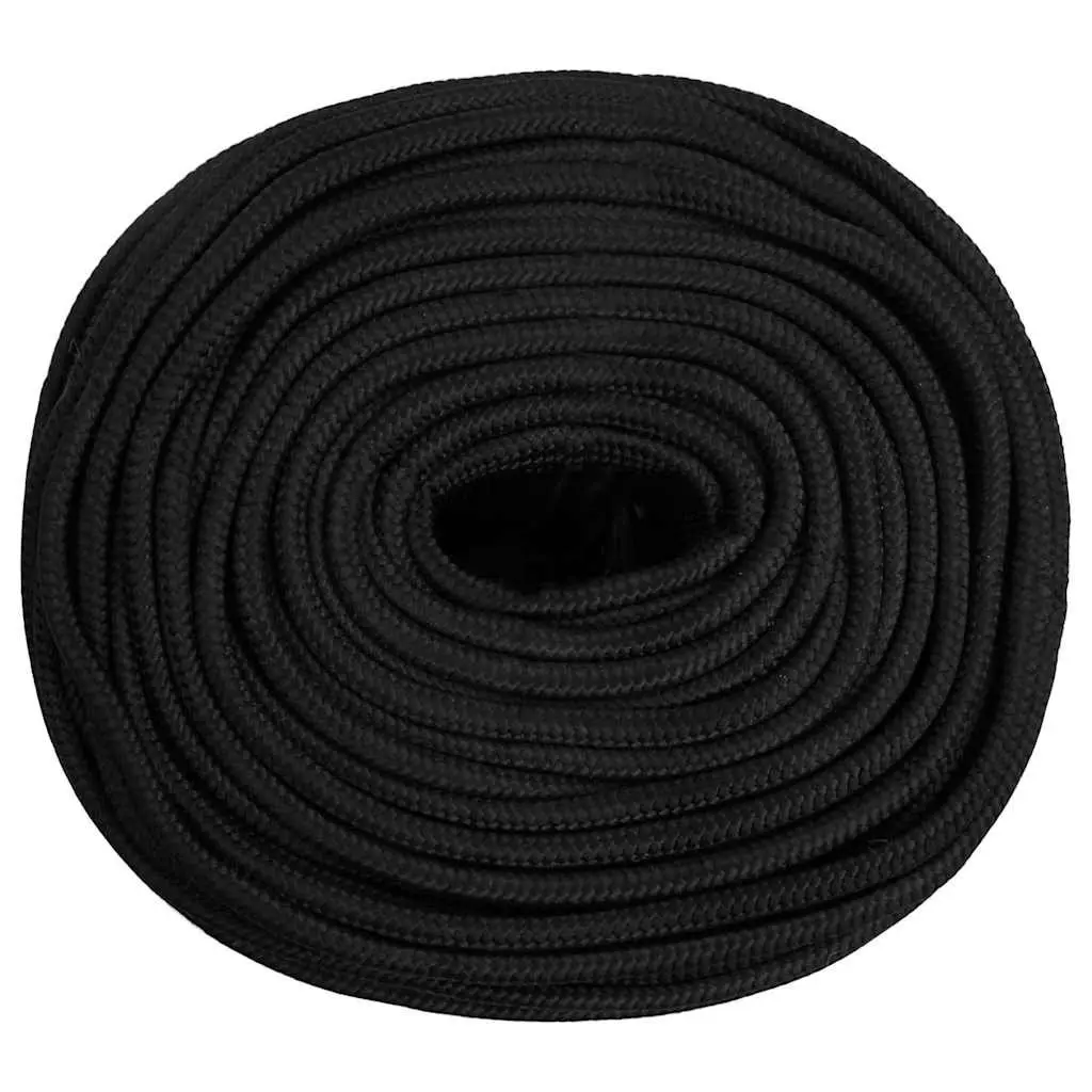 Braided Marine Rope 10 mm Black Polypropylene 100 m Durable Weather-resistant