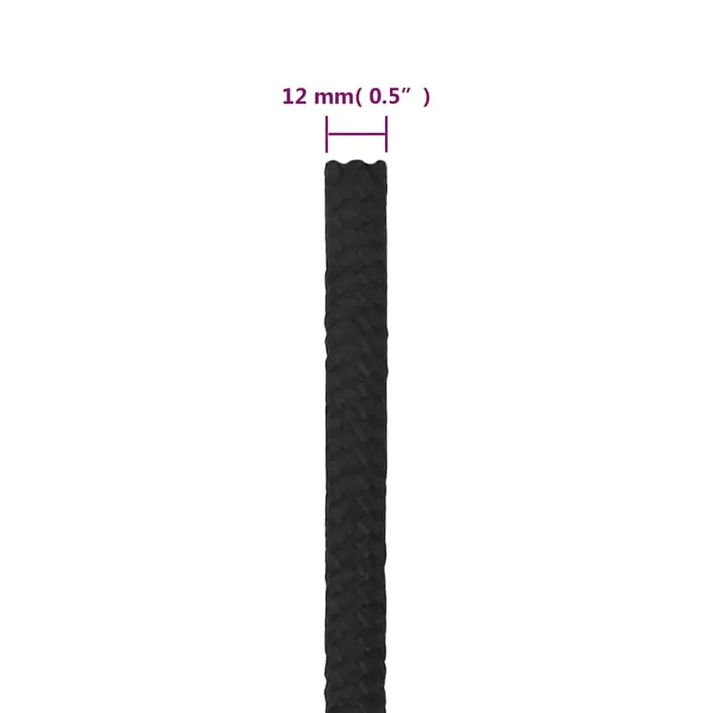 Boat Rope Braided Polypropylene Black 12mm 100m