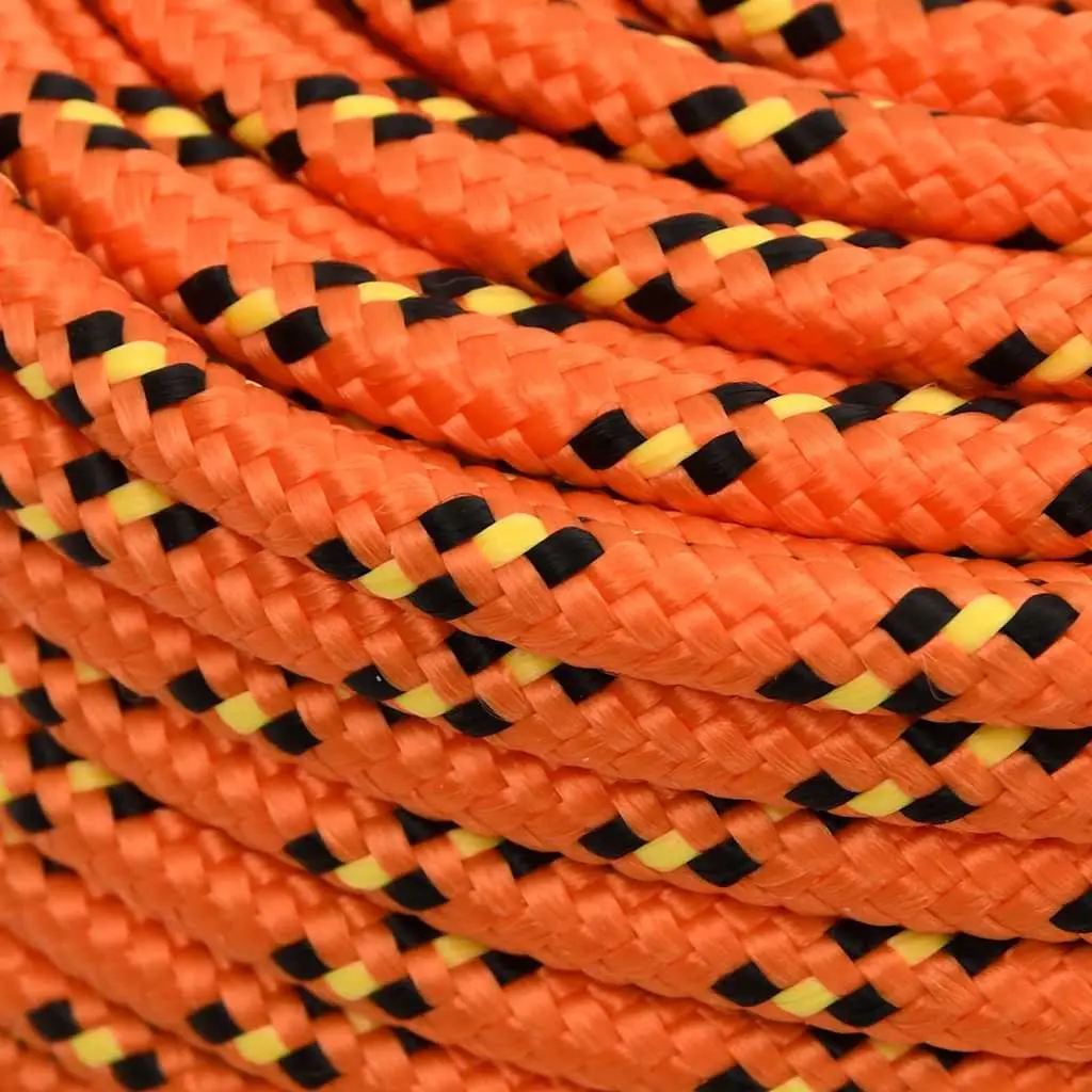 Boat Rope Orange 8mm 50m Polypropylene Braided Marine Dock Line