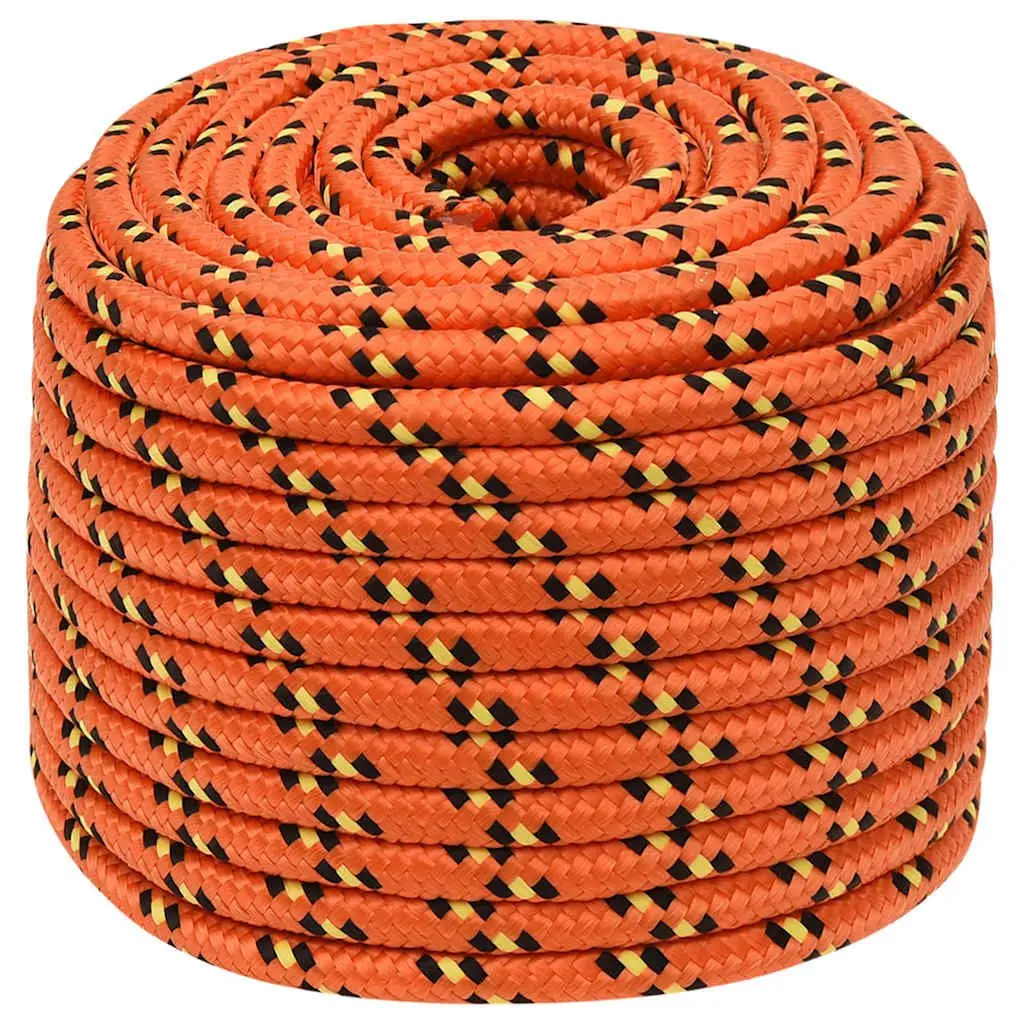 Boat Rope Braided Polypropylene Orange 12mm 100m