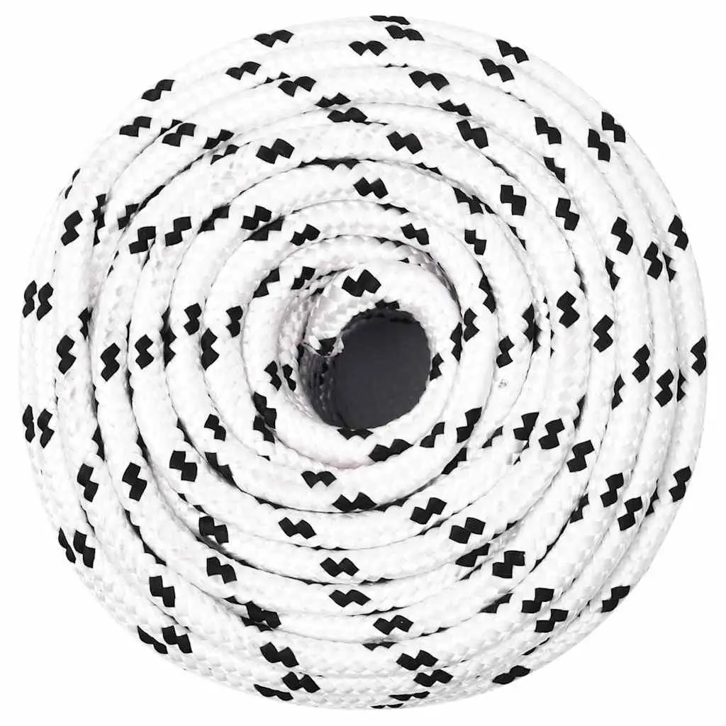 Braided Marine Rope Polyester White 6mm x 100m Durable UV Resistant
