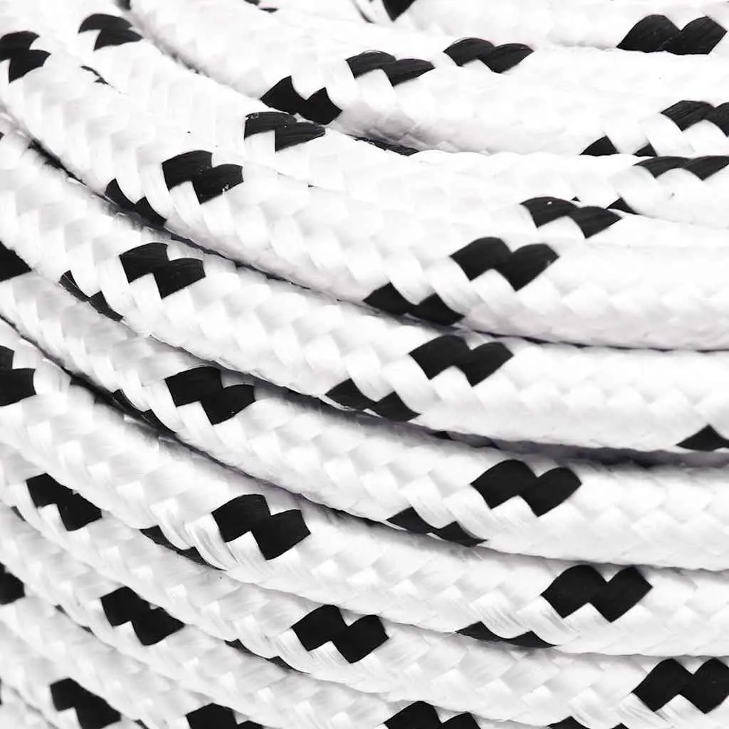 Braided Marine Rope Polyester White 6mm x 100m Durable UV Resistant