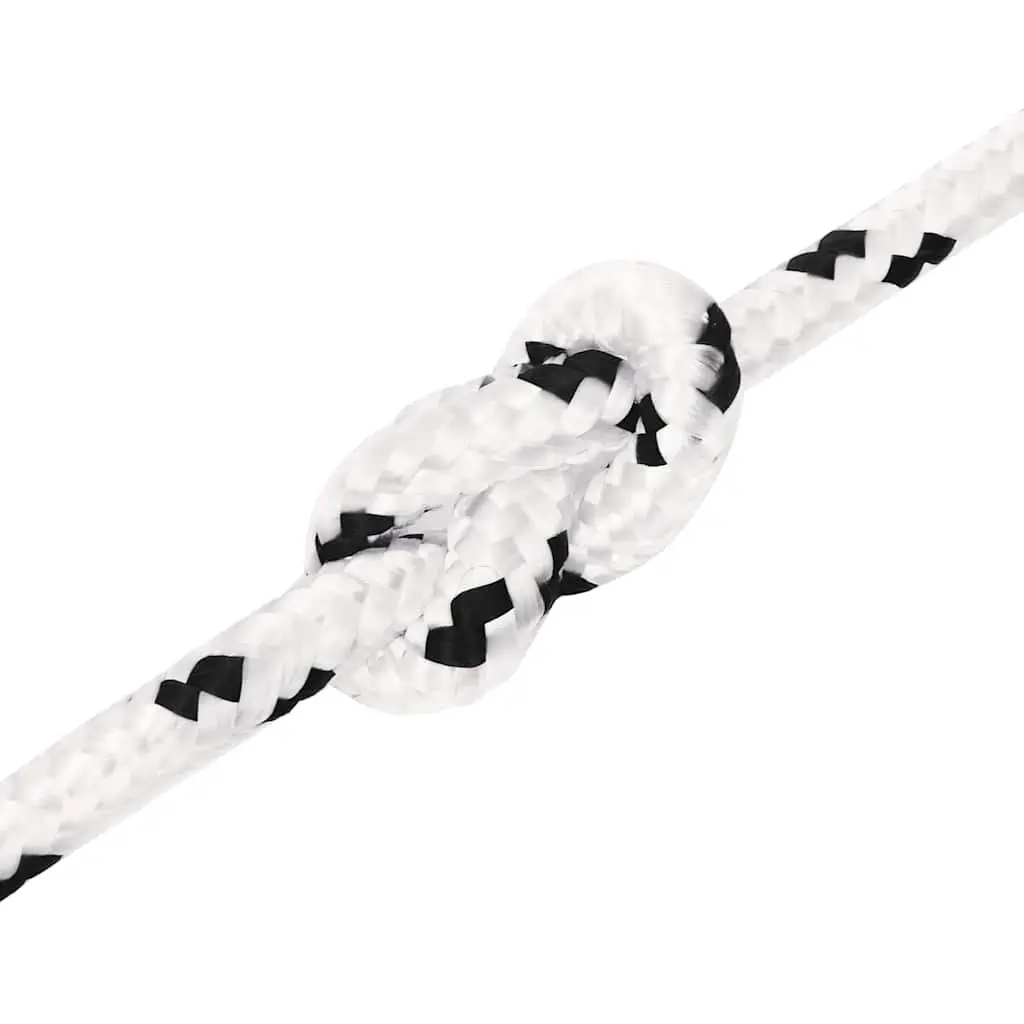 Braided Marine Rope Polyester White 6mm x 100m Durable UV Resistant