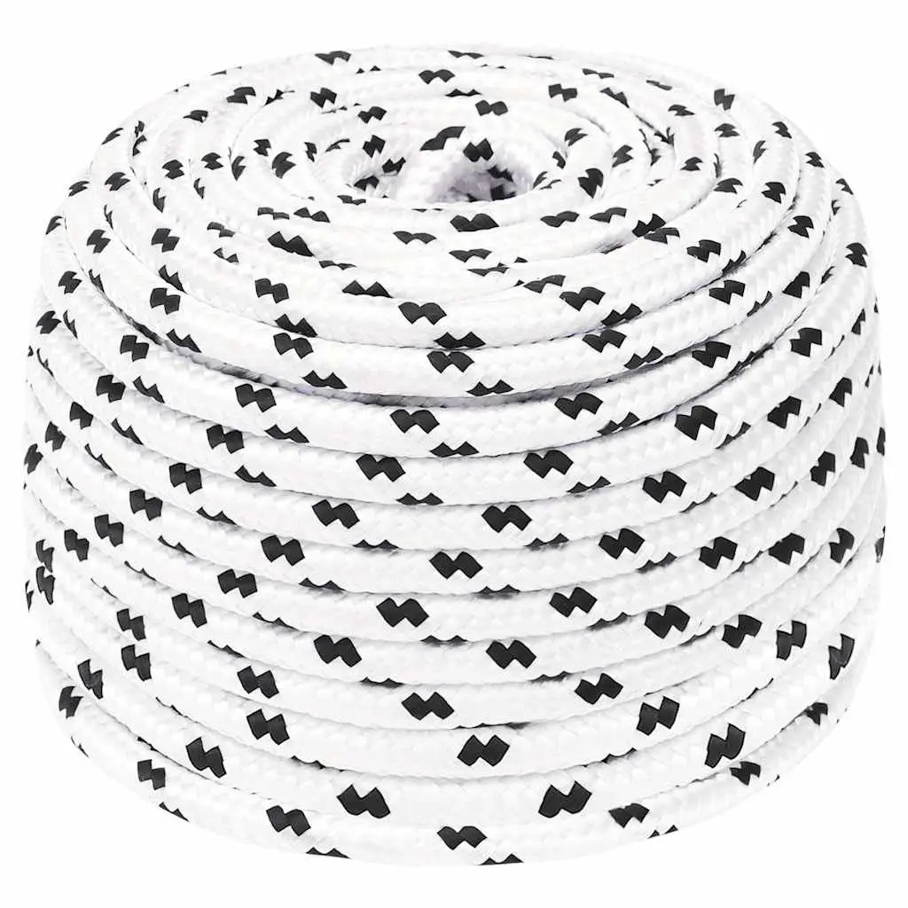 Braided Work Rope White Polyester 10mm 100m for Garden Workshop Outdoor