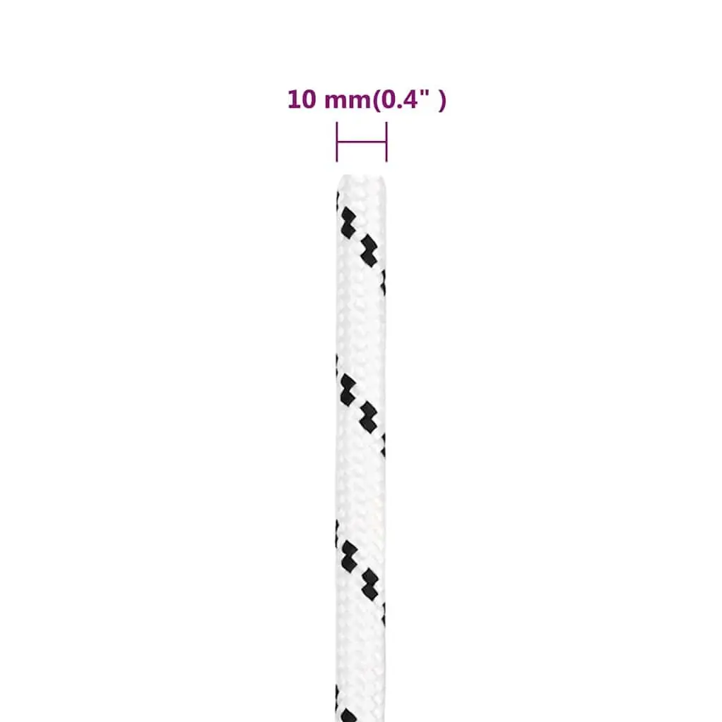Braided Work Rope White Polyester 10mm 100m for Garden Workshop Outdoor