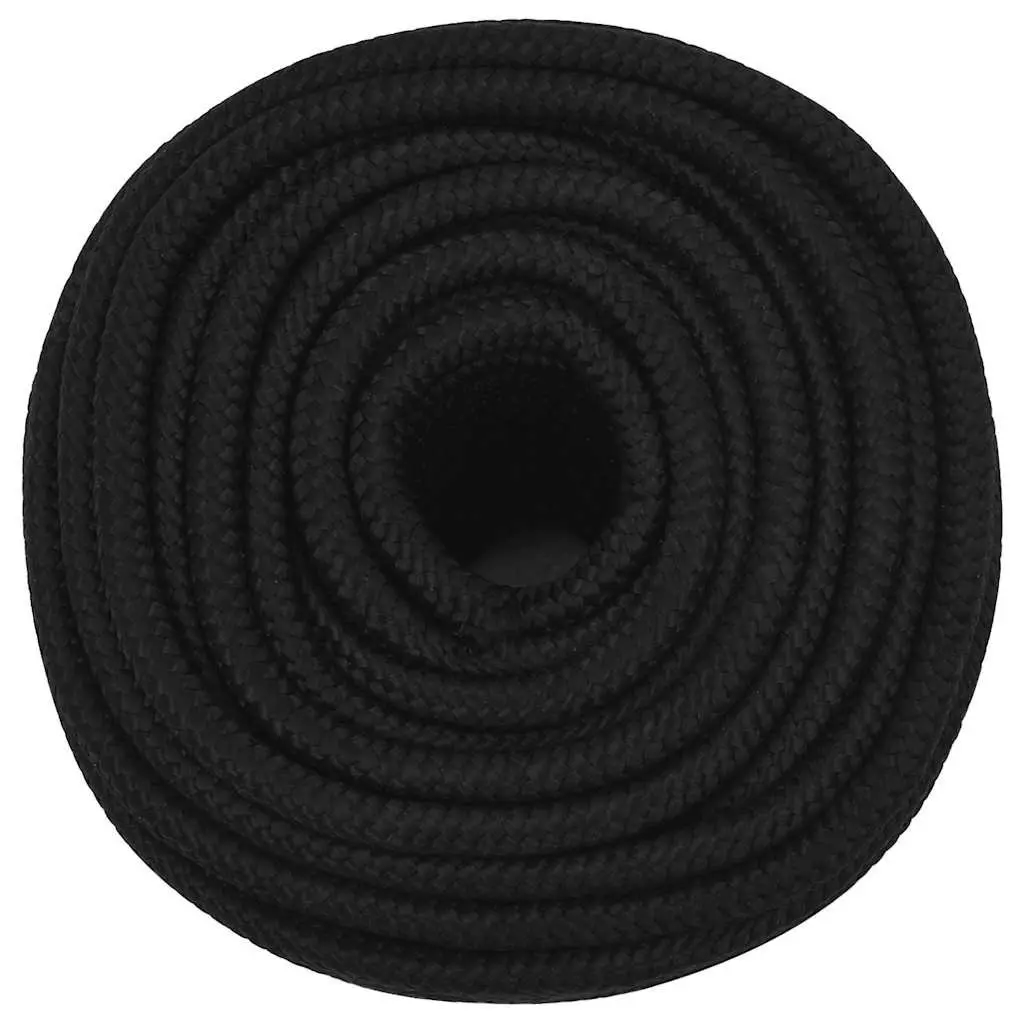 Braided Polyester Work Rope 12mm 50m Black Utility Cord