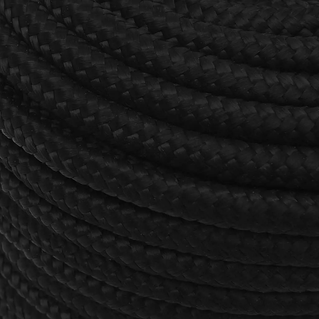 Braided Polyester Work Rope 12mm 50m Black Utility Cord