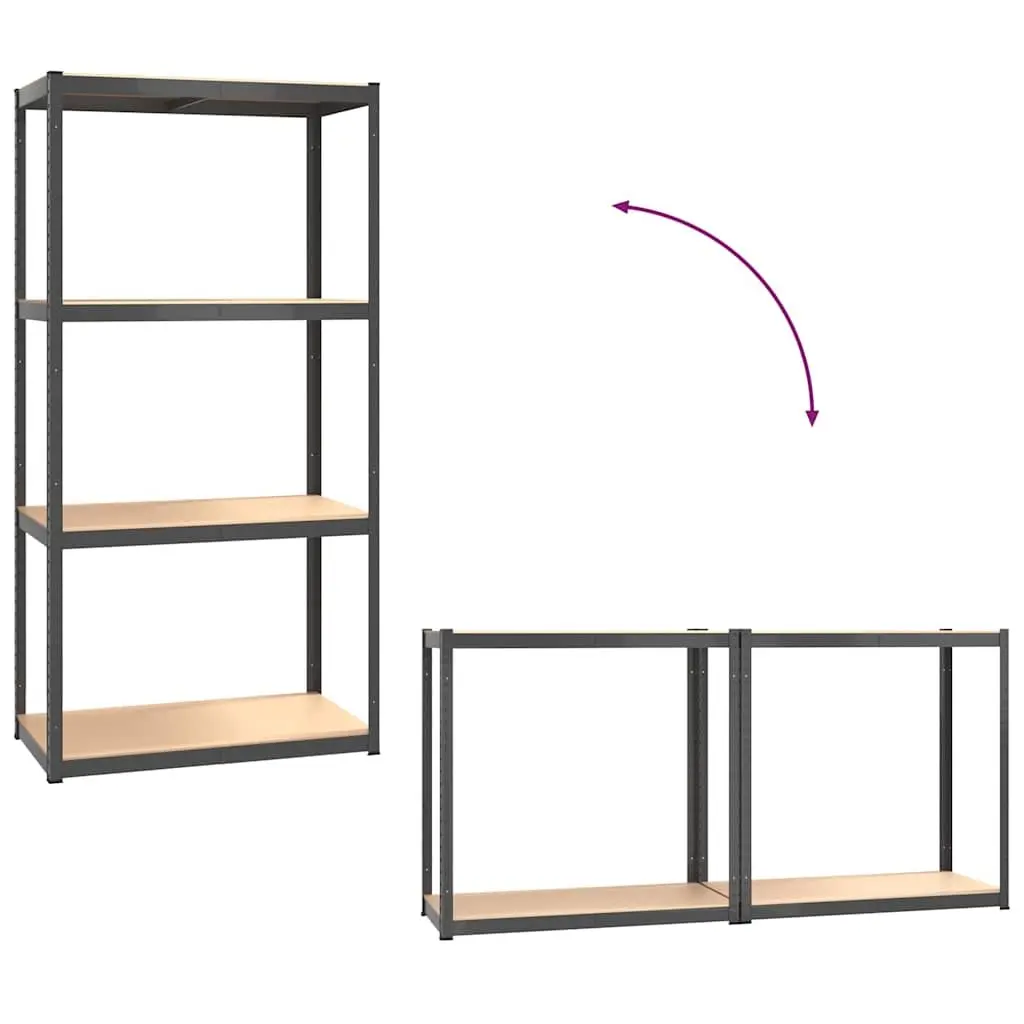 Industrial Storage Shelves Heavy-Duty 4-Layer Anthracite Steel Engineered Wood
