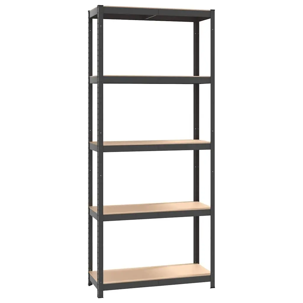 Industrial Shelving Unit 5-Layer Adjustable Sturdy Anthracite Steel Frame with Engineered Wood Shelves