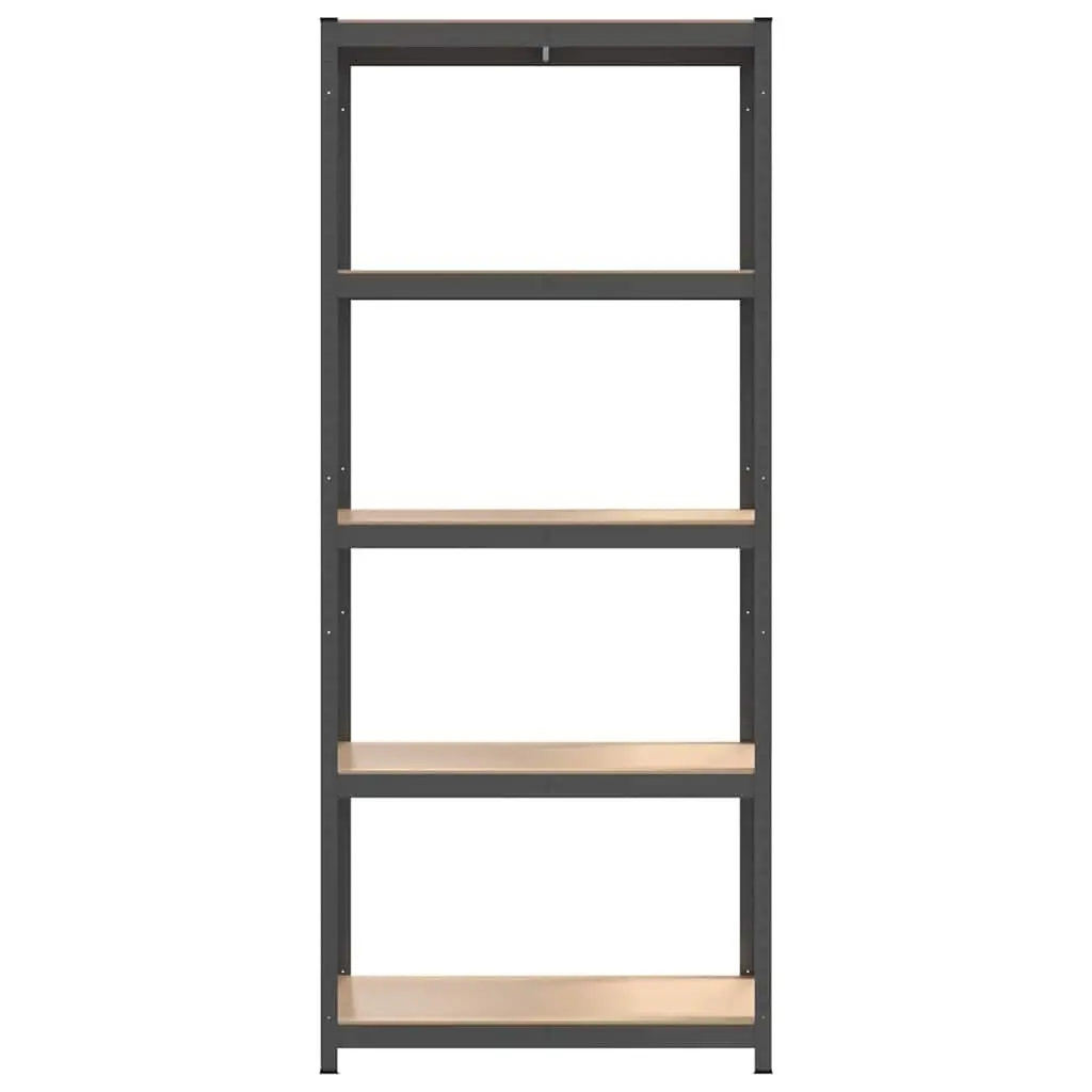Industrial Shelving Unit 5-Layer Adjustable Sturdy Anthracite Steel Frame with Engineered Wood Shelves
