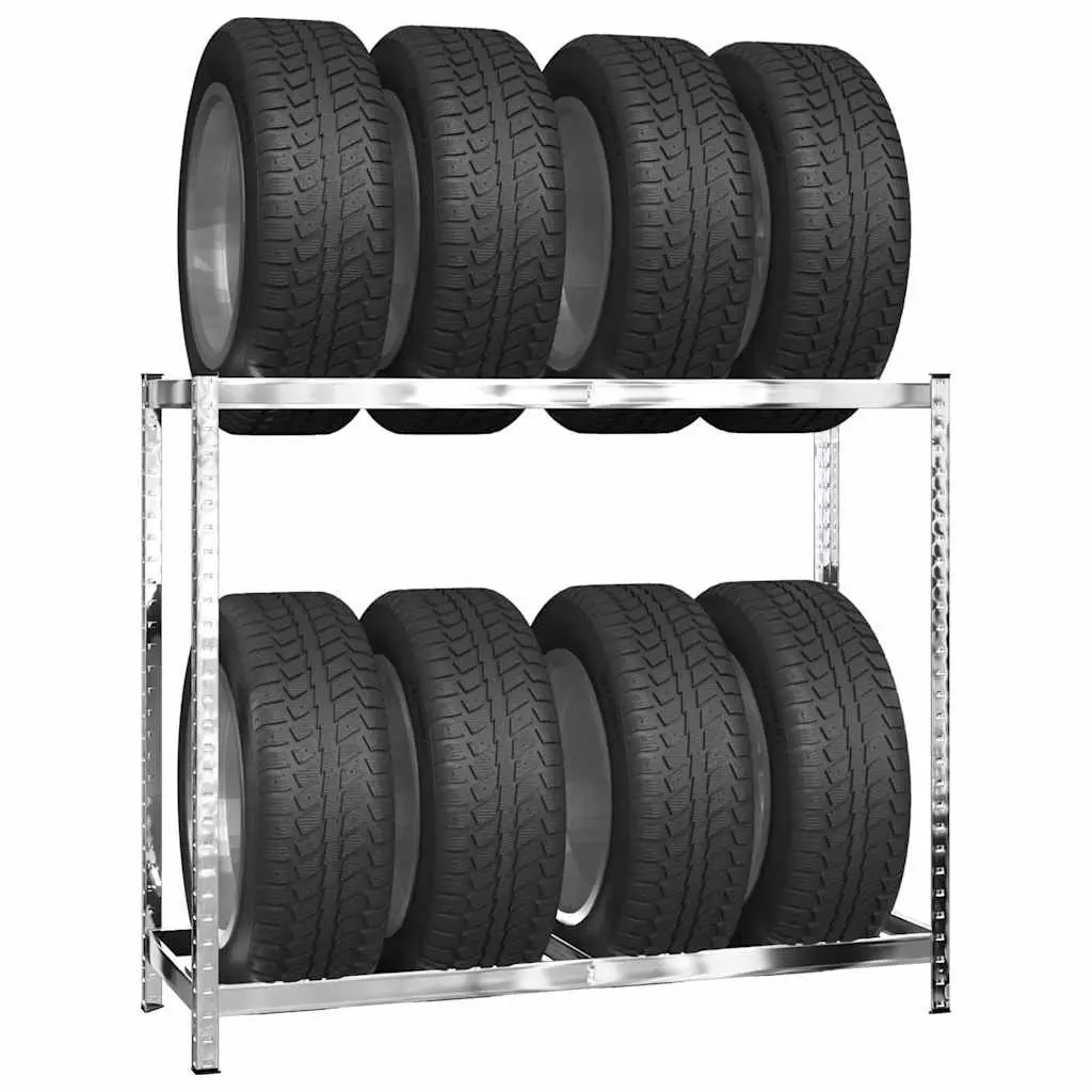 Tire Racks Industrial 2-Layer Steel Frame Garage Organization 110 x 40 x 110 cm