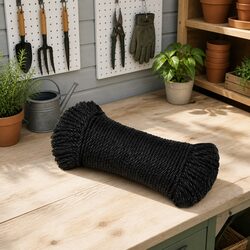 Work Rope Black 6mm 25m Twisted Polypropylene Cord Garden Workshop