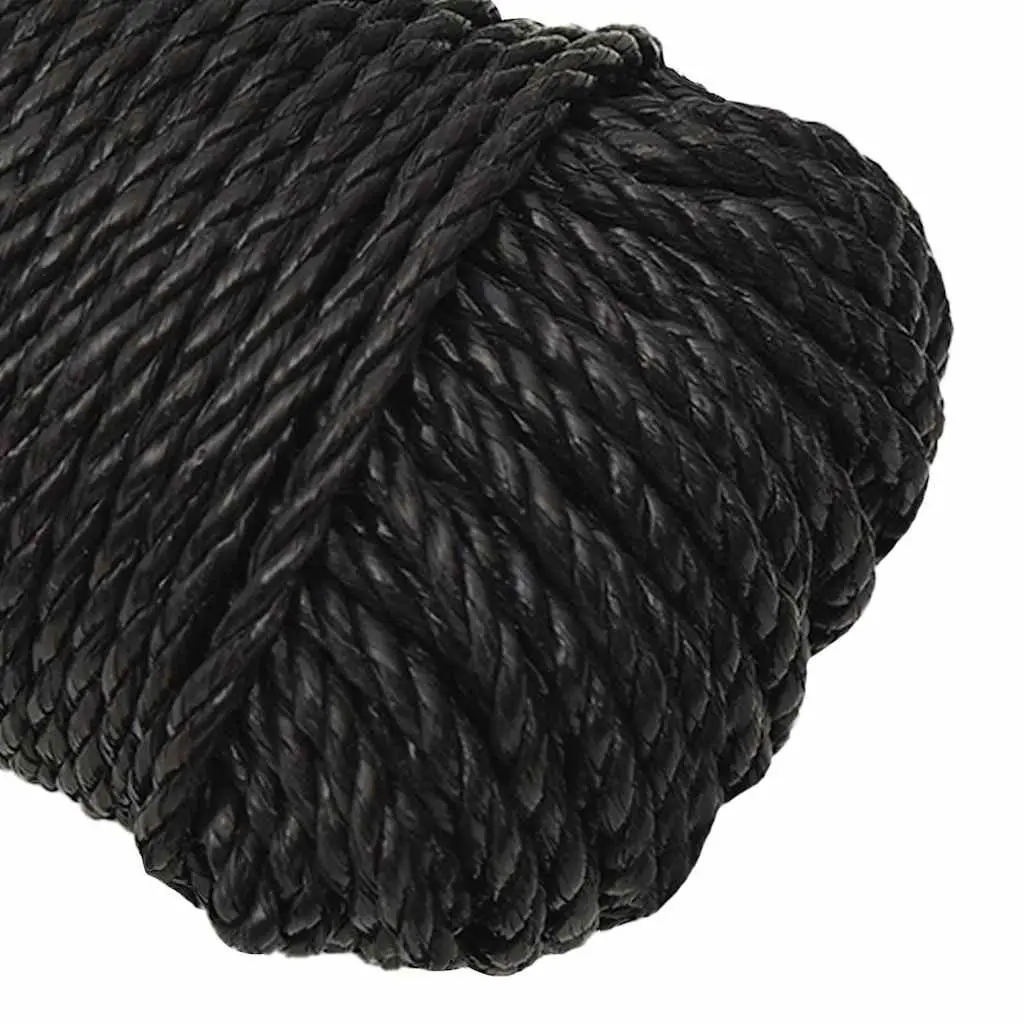 Work Rope Black Twisted Polypropylene Cord 6mm 50m