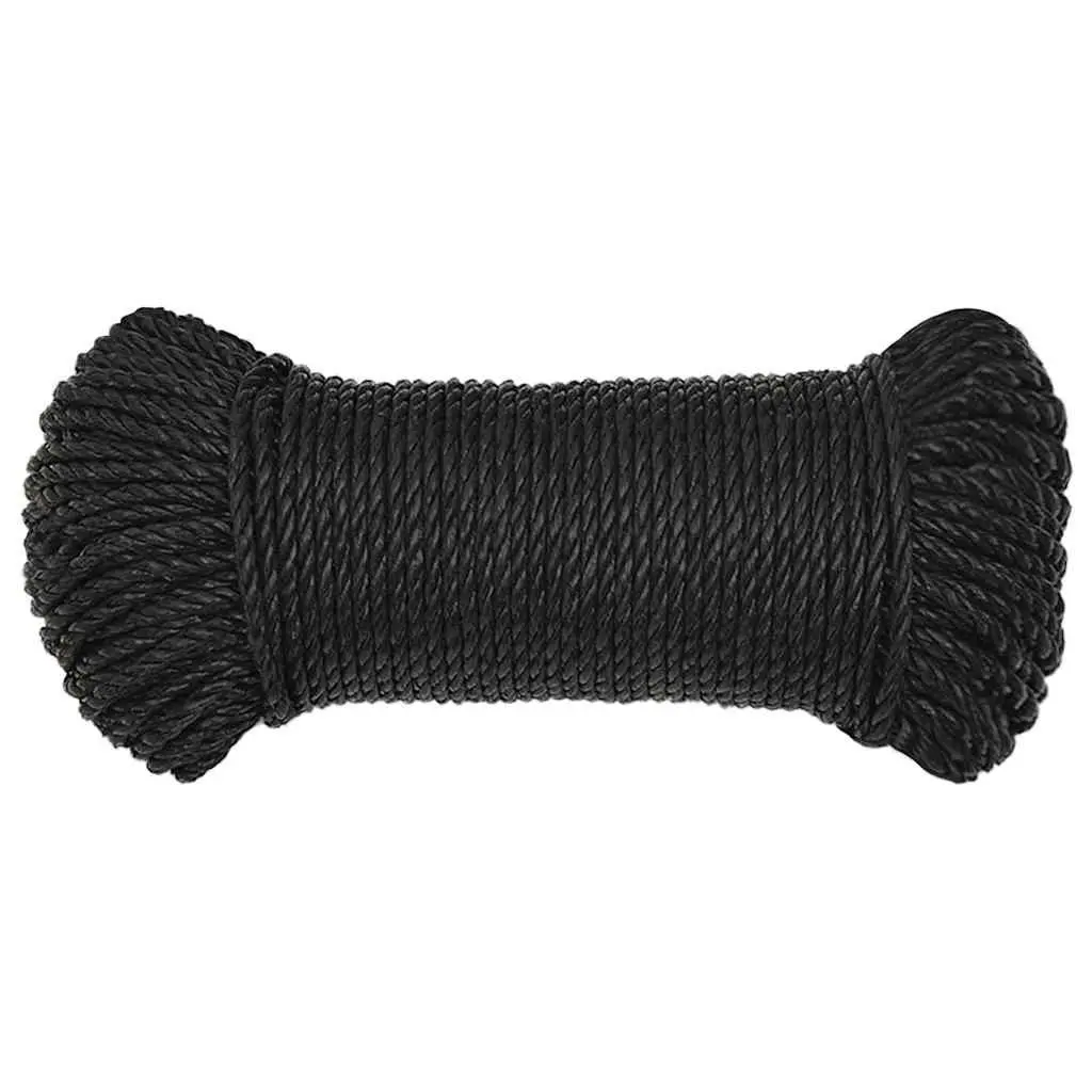 Work Rope Black 8mm 25m Twisted Polypropylene General Purpose Cord Garden