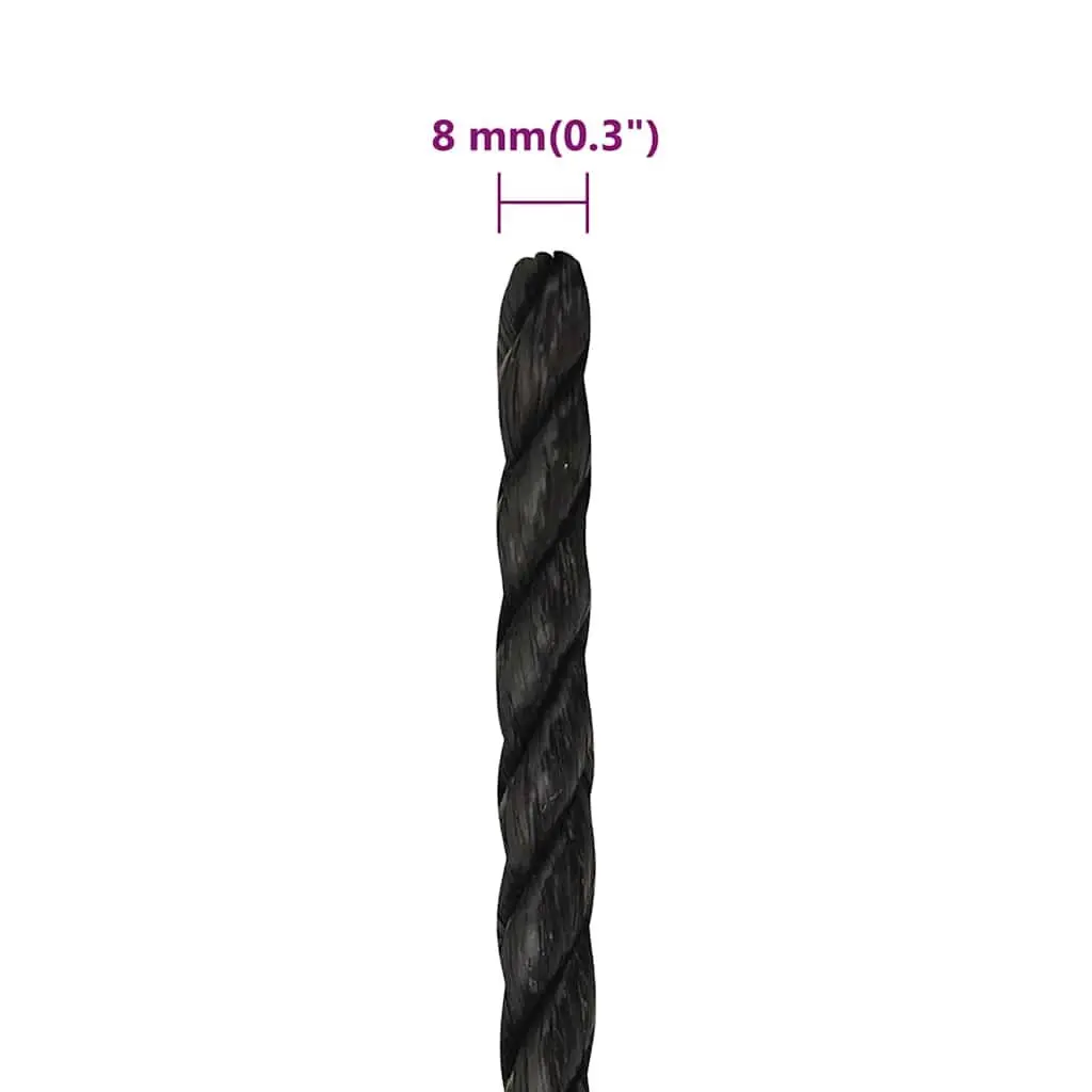 Work Rope Twisted Polypropylene 8mm 50m Black